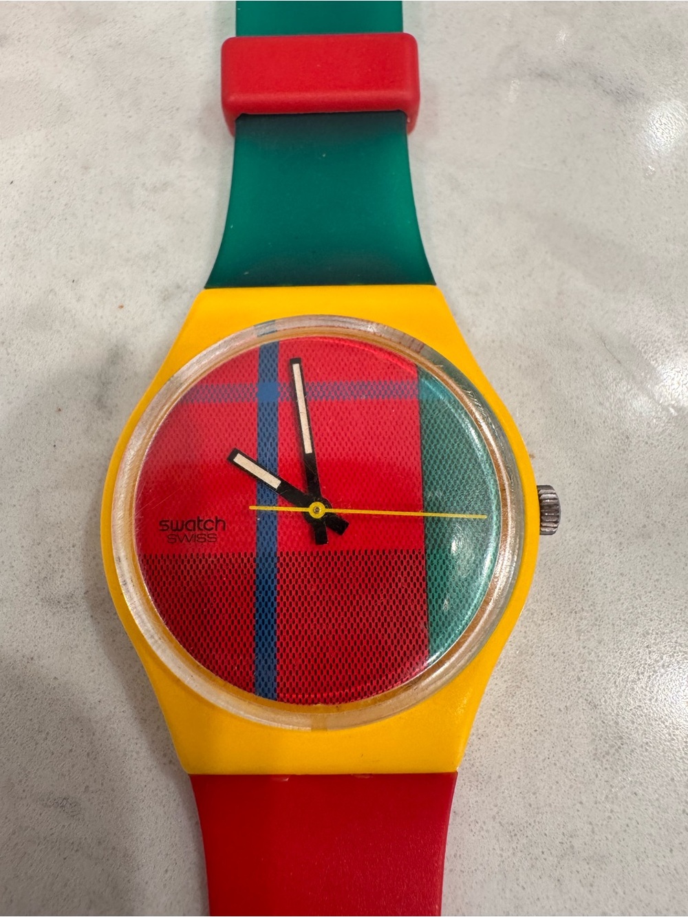 Vintage 1985 Swatch McGregor GJ100 Plaid Unisex Watch